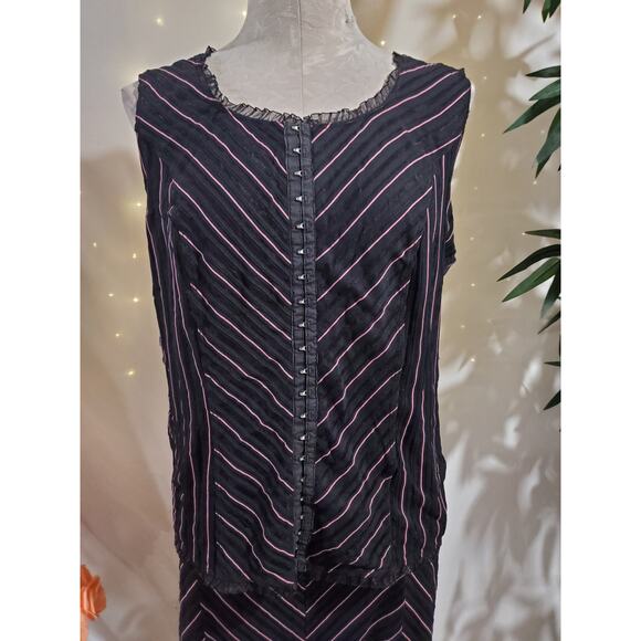 Vtg 90s Fashion Bug Sheer Overlay Stripe Corset Top Skirt Set Plus Size Gothic - Picture 6 of 16